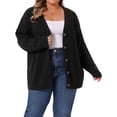 thumbnail image 2 of DARING DIVA Women's Plus V Neck Button Down Sweater Oversized Jacket 1X Black, 2 of 6