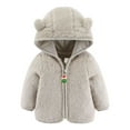 thumbnail image 2 of Feancey Fleece Jackets for Toddler Girls Boys Cute Hooded Jacket Baby Kids Winter Flannel Hoodie Coats Warm Fuzzy Zip Up Outerwear Gray 12 Months, 2 of 4