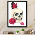 thumbnail image 1 of Designart Skull With Red Rose & Butterfly Modern & Contemporary Framed Wall Art, 1 of 4