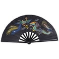 thumbnail image 1 of 1pc Troditional Chinese Pattern Folding Fan Handheld Fan For Tai Chi Fitness Martial Arts Kung Fu Performance(black), 1 of 2