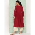 thumbnail image 7 of Janasya Women's Maroon Rayon Solid Gathered Kurta, 7 of 7