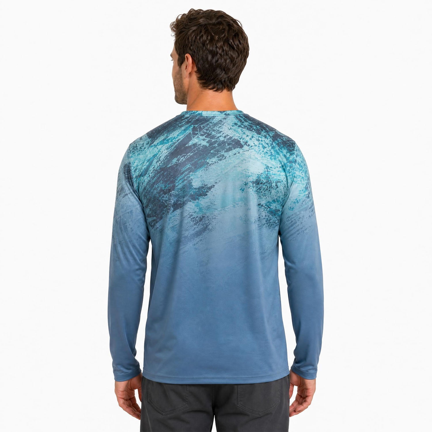 Realtree Men's Long Sleeve Performance Fishing Tee, Dark Granite Bay, 2XL