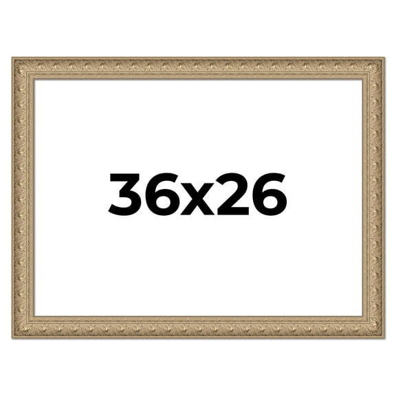 36x26 Frame Ornate Silver Beaded Solid Wood Picture Frame Width 2.5 Inches | Interior Depth 1