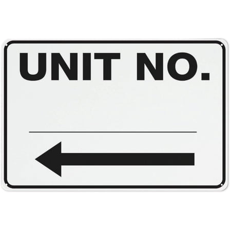 Unit Number Left Arrow Sign For House 12" X 8" Yard Sign, Premium Aluminum, Sun-Proof, Rust-Free