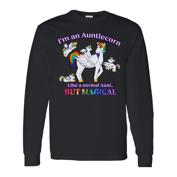 Inktastic I'm an Auntiecorn Like a Normal Aunt but Magical Long Sleeve T-Shirt
