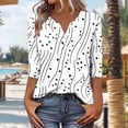 thumbnail image 2 of YUGYXL Womens 3/4 Sleeve Tops Boho Floral Print Summer T Shirts Button Down V Neck Cotton Henley Blouse Work Clothes White S, 2 of 6
