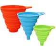 thumbnail image 1 of CHAO Paquete de 3 embudos plegables para uso en la cocina, juegos de embudos plegables medianos y grandes para llenar botellas, enlatados y tarros, artículos de cocina para alimentos, sin BPA, H, 1 of 3