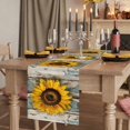 thumbnail image 2 of Summer Sunflower 90 Inch Table Runner, Vintage Wooden Botanical Floral Farmhouse Dresser Scarf Cotton & Linen Tablerunner for Dining/Kitchen Island/Holiday Party Décor 13" x 90", 2 of 9
