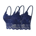 thumbnail image 1 of 2 piezas de sujetador de encaje con tirantes sólidos para mujer, ropa interior de poliéster con huecos, 1 of 1