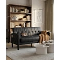 thumbnail image 2 of LAZZO 62" Loveseat Sofa, Faux Leather Tufted Couch with USB Charging Ports and Cup Holders, Black, 2 of 9