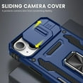 thumbnail image 4 of for iPhone 14 Case & iPhone 13 Case with Camera Cover Slide, Built-in 360° Rotating Kickstand & Tempered Glass Screen Protector Shockproof Case for iPhone 14 & iPhone 13 6.1 inch, Navy Blue, 4 of 14
