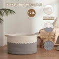 thumbnail image 4 of 125L Extra Large Blanket Basket, 25" x 16", Jumbo Laundry Basket, Cotton Rope Basket with Handles, Baby Toy Basket for Storage,Grey, 4 of 13
