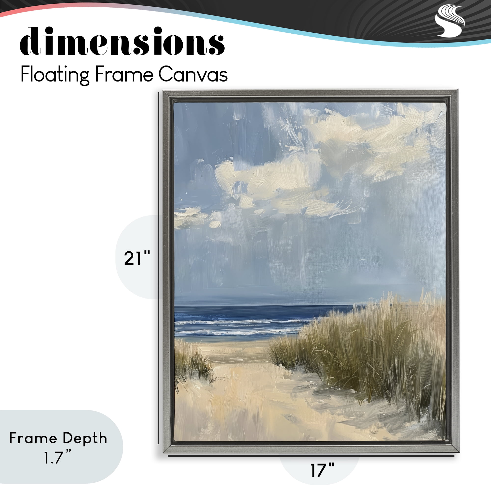 Stupell Industries In The Dunes By The Sea Gray Framed Floater Canvas Wall Art, design by Petal Prints Design