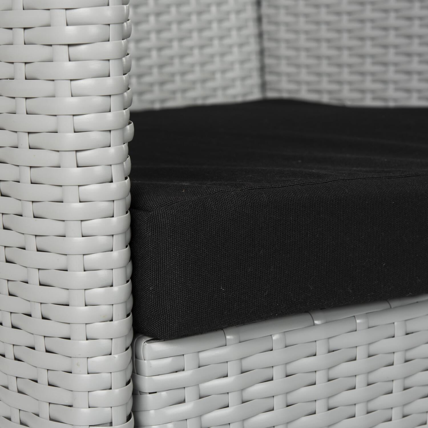 SAFAVIEH Mojavi Outdoor Patio 4 Piece Conversation Set, Grey/Black