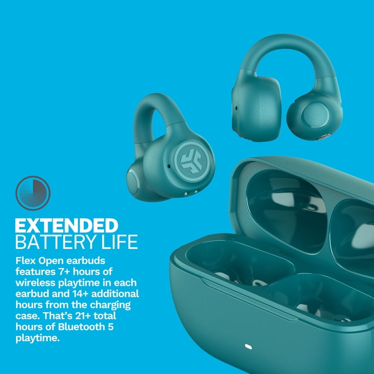 Free Shipping! JLab Flex Open Earbuds, Teal Open-Ear Clip Design