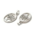 thumbnail image 2 of 10pcs Brass Shell Pendants with Cubic Zirconia Oval with Tree of Life Pattern Platinum 21.5x14x3mm Hole: 3.4x2mm, 2 of 3
