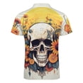 thumbnail image 5 of Sunflower Skull (1) Men Zipper T-shirt Summer Casual Short Sleeve T-shirt Top, 5 of 7