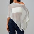 thumbnail image 3 of Top poncho translúcido para mujer Meihuida, tejido de crochet, ligero, blanco, 3 of 4