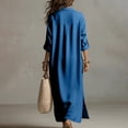 thumbnail image 4 of Guieoi Womens Dresses Fall Plus Size Loose Casual Shirt Dress Relaxed-Fit Long-Sleeve Collared Ankle-Length Dress Blue XXL, 4 of 5
