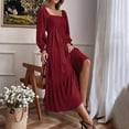 thumbnail image 5 of IROINNID Maxi Dress for Women Long Sleeve Pullover Neck Long Sleeve High Waist Dress,Red, 5 of 8