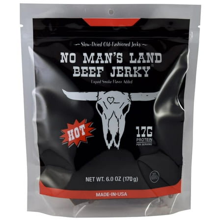 No Man’s Land HOT HHA1 Beef Jerky High Protein Low Calorie Low Carb Beef Snack 6.0oz Bag