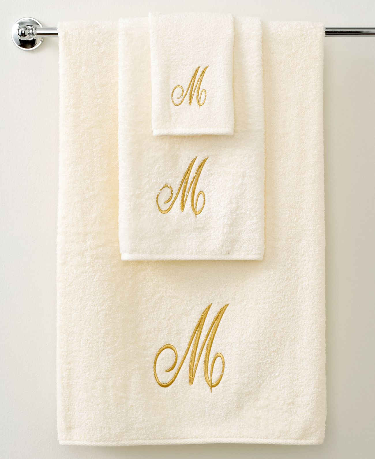 Avanti Bath Towels, Monogram Initial Script Ivory and Gold 27&#8243; x 52&#8243; Bath Towel, Natural, HAND TOWEL - image 3 of 3