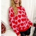 thumbnail image 2 of Ruimatai Women's Valentine Heart Print Sweater Round Neck Knitted Pullover Casual Long Sleeve Tops, 2 of 6