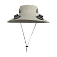 thumbnail image 2 of 3 Speed Solar Powered Fan Hat with 2 Fans, Wide Brim Sun Hat for Outdoor Fishing, Hiking Gardening, USB Solar Charging Fisherman Hat, Father's Day Gift for Men Dad, Birthday Gift for Women, Khaki, 2 of 7