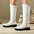 thumbnail image 3 of Rokment Knee High Winter Boots for Women Cold Weather Fashion Waterproof Zipper Puffers Warm Fleece Lined Fleece Lined Platform Wide Calf Long Tall Dress Boots White Size 8.5, 3 of 6