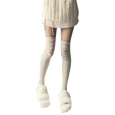 

LSFYSZD Women s Over Knee Socks Solid Color Stretchy Stocking Thigh High Socks Leg Warmers