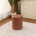 thumbnail image 2 of Round Ottoman, Modern Linen Fabric Upholstered Circle Small Pouf Footstool, Foot Rest Vanity Stool Chair for Living Room, Bedroom, White, 2 of 12