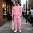thumbnail image 6 of Delconic Mens Fleece Hoodie and Jogger Set Pullover Hooded Sweatshirt Loose Fit Sweatpants Two Piece Casual Activewear Pink L, 6 of 6