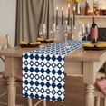 thumbnail image 2 of Table Runners 90 Inches Long Dress Scarves, Bohemia Farmhouse Coffee/Dining/Kitchen Table Runner for Living Room, Minimalist Geometric Pattern Abstract Dark Blue 13x90 Inch, 2 of 9