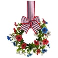 thumbnail image 2 of Mini 4th of July Hanging Wreaths for Cabinets, with Flowers, Artificial Small Independence Day Candle Holder Wreath with Red Stripes for Front Door, Window, Porch, Wall Decor, 2 of 7