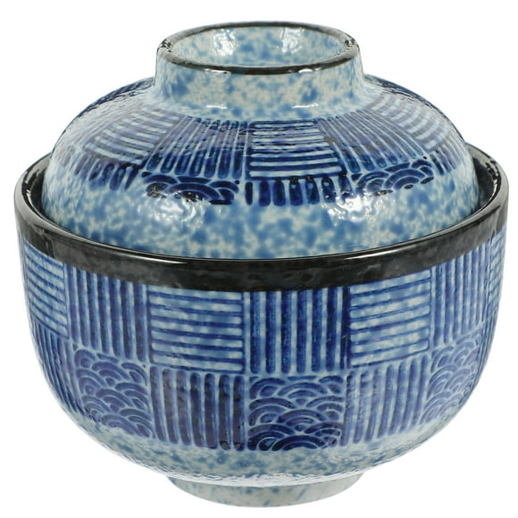 1 Set of Japanese Style Soup Bowl Covered Soup Bowl Multi-function Soup Bowl with Spoon