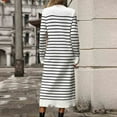 thumbnail image 4 of XFYSSS Fashion Ladies' Round Neck Long Sleeved Slim Fit Variegated Striped Knitted Long Dress Fashionable Autumn And Winter Dress, 4 of 7