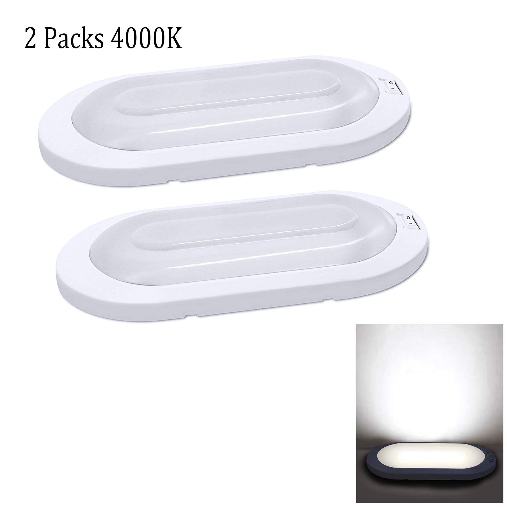 Pack of 4x Narrow Boat 12v DC LED Slim Surface Mounted Cool White 
