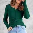 thumbnail image 3 of Tiqkatyck Women Summer Tops Clearance, Womens Crew Neck Shirts Long Sleeve Tshirts Button Down Knit Shirt Casual Plain Tops, Sweatshirt for Women, Trendy Tops for Women 2024 Army Green S, 3 of 7