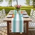 thumbnail image 4 of Aqua Teal White Ombre 108 Inch Table Runner, Modern Abstract Art Farmhouse Gradient Farmhouse Dresser Scarf Cotton & Linen Tablerunner for Dining/Kitchen Island/Holiday Party Décor 13" x 108", 4 of 9