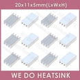 thumbnail image 1 of 20x11x5mm Without or With Thermal Tape Silver Heatsinks Aluminum Cooler Radiator Cooling Silver Without Pad 30pcs, 1 of 6