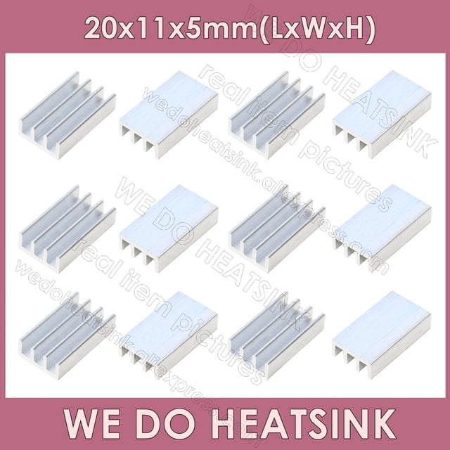 20x11x5mm Without or With Thermal Tape Silver Heatsinks Aluminum Cooler Radiator Cooling Silver Without Pad 30pcs