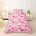 thumbnail image 2 of Homewish Dog Paw Twin Duvet Cover,Cartoon Pet Twin Bedding,Pink,Puppy Print Decor,Pink Reversible,2 Pieces,1 Duvet Cover and 1 Pillowcase, 2 of 6