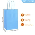thumbnail image 2 of AZOWA Gift Bags Small Kraft Paper Bags with Handles (6.3 x 3.1 x 8.7 in, Light Blue Color, 50 Pcs), 2 of 8
