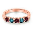 thumbnail image 3 of Gem Stone King 18K Rose Gold Plated Silver Red Rhodolite Garnet and Blue Diamond Wedding-Bands Ring for Women | 0.96 Cttw | Round 3.5MM | Gemstone January Birthstone | Size 5, 3 of 6