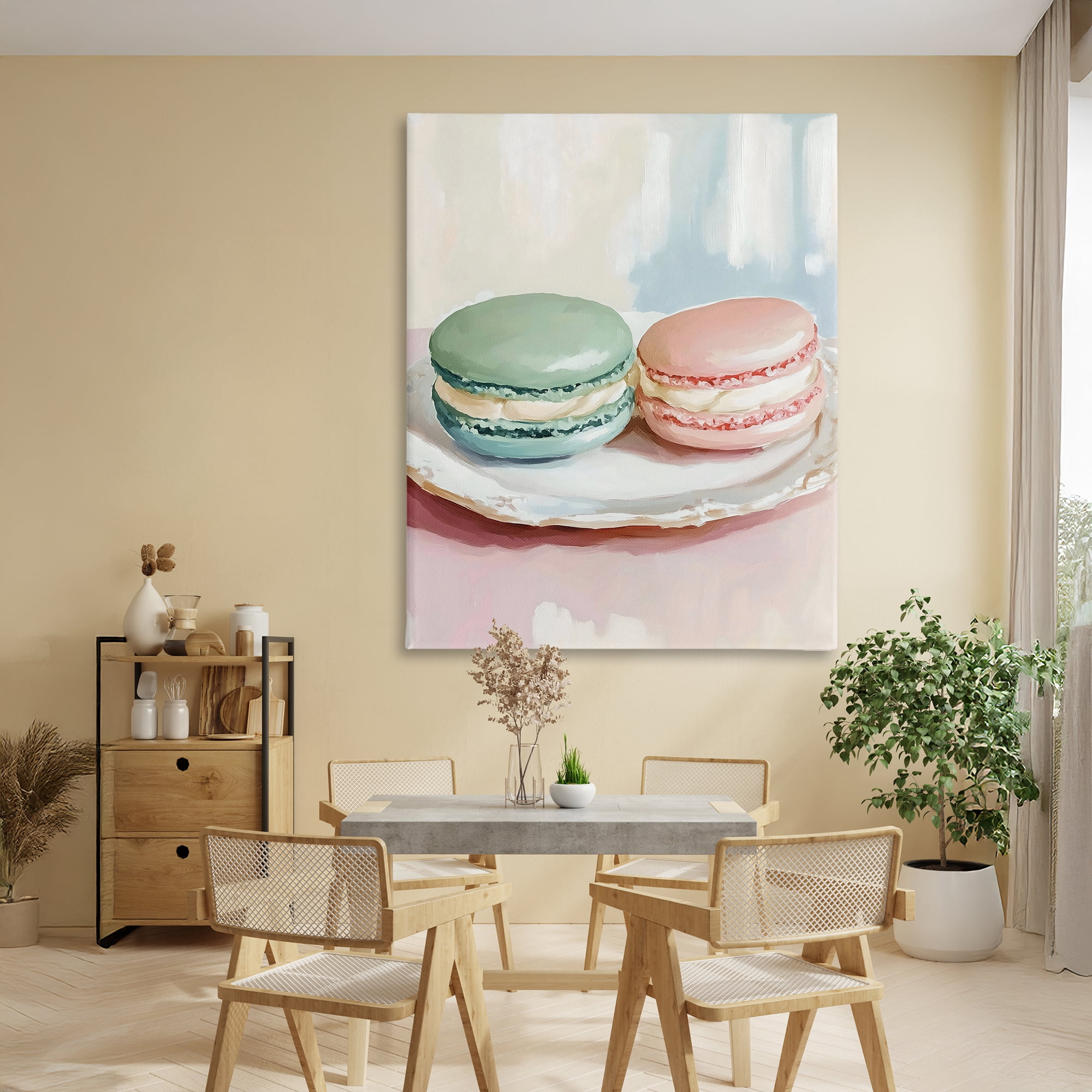 Stupell Industries Pastel Macarons on Plate Canvas Wall Art, design by The Prints Vibe