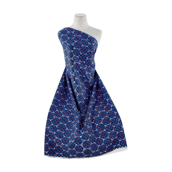 Zelouf Stretch Poplin Print  , Sewing, DIY, Crafts Fabric by the Yard, 439 Blue/red, 3 Yard