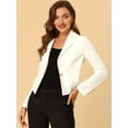 thumbnail image 4 of DARING DIVA Women's Button Front Velvet Blazer Lapel Crop Suit Jacket 3XL Beige, 4 of 6