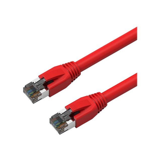 Axiom - Patch cable - RJ-45 (M) to RJ-45 (M) - 50 ft - S/FTP - CAT 8 - booted, snagless, stranded - red