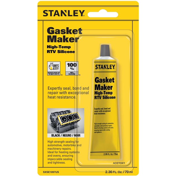 Gasket Maker STANLEY de silicona RTV de alta temperatura, 70 ml, color negro, 1 paquete