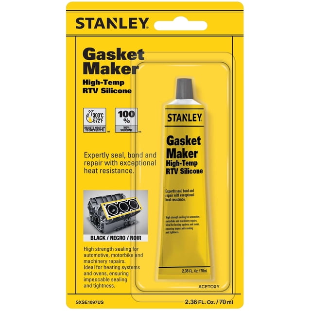 Gasket Maker STANLEY de silicona RTV de alta temperatura, 70 ml, color negro, 1 paquete